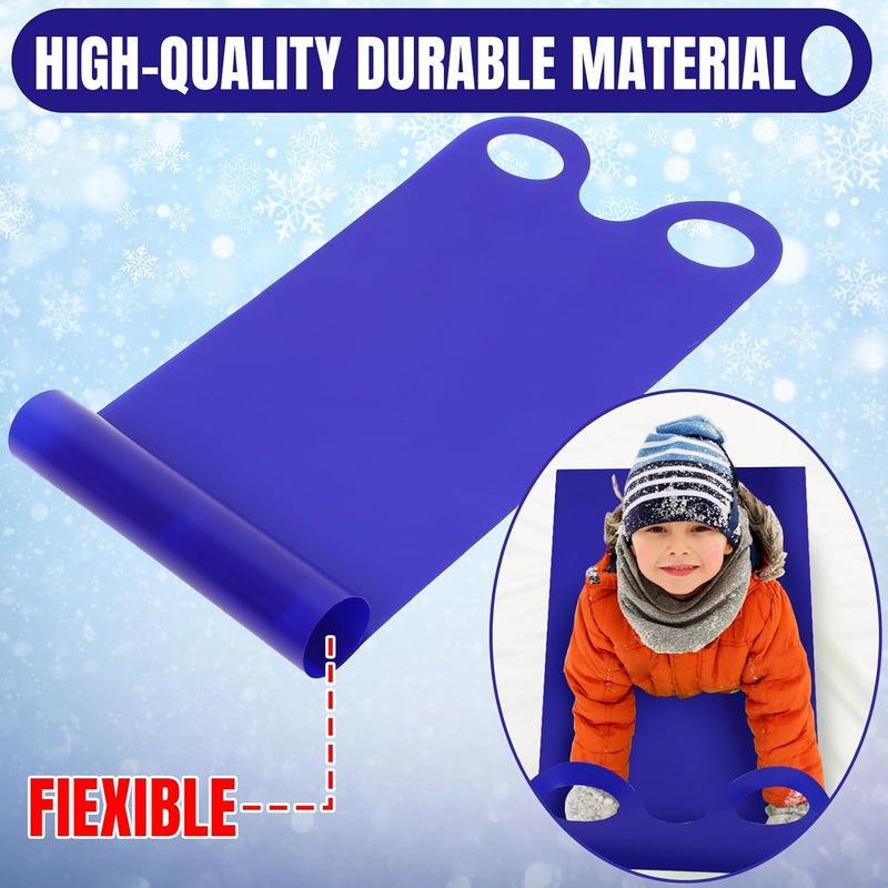 Poen 4 قطع زلاجات ثلجية للأطفال والبالغين، زلاجات قابلة لللف بطول 36.2 بوصة، زلاجات بلاستيكية مع 2 مقبض، معدات خفيفة الوزن وعالية السرعة - Image 3